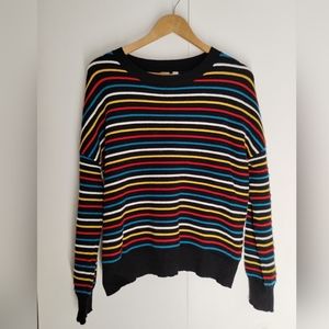 TWIK Multicolor Candy Stripe Sweater SIMONS Geometric Knit Pullover Top Comfy L